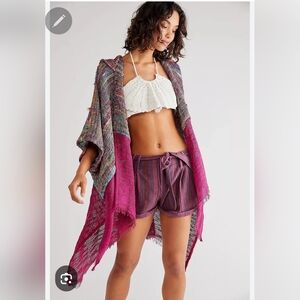 Multicolor Knit Poncho Sz M/L